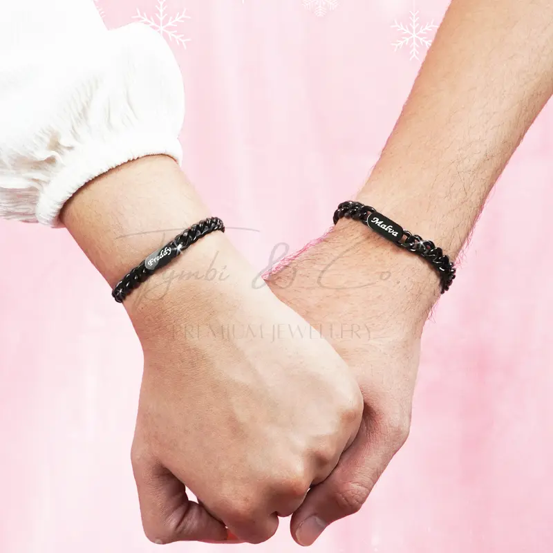 Tymbi&Co -Infinite Couple Bracelet  Gelang Anti karat BELI  GRATIS  GIFT  (HARGA SATUAN) BLACK WANITA, MM