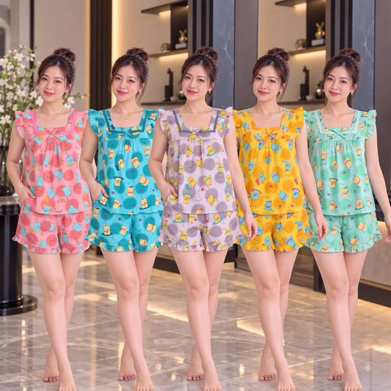 Bộ đùi lụa mango quần 2 túi . May dằn đáy.