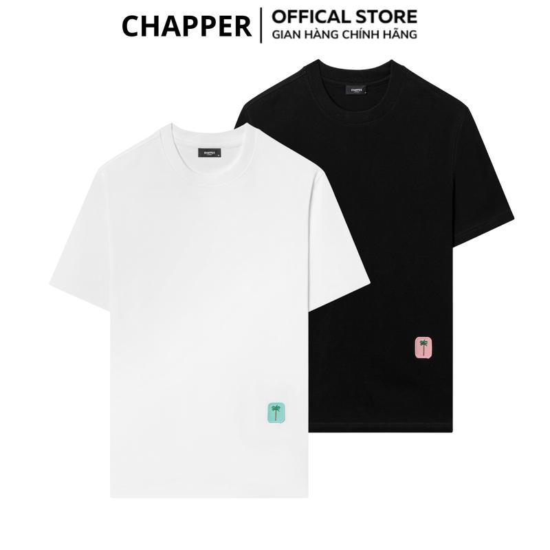 Áo thun nam nữ CHAPPER hoạ tiết thêu logo cây dừa cotton thoáng mát form Regular - APCP035