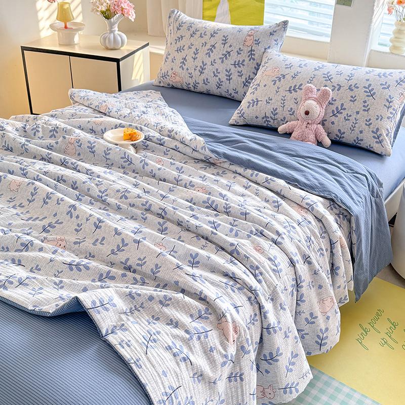 [TẶNG VỎ GỐI ÔM] Bộ chăn ga gối COOLING M2T Bedding gồm ga giường, 2 vỏ gối và chăn chần bông hè, mềm mịn, thoáng mát