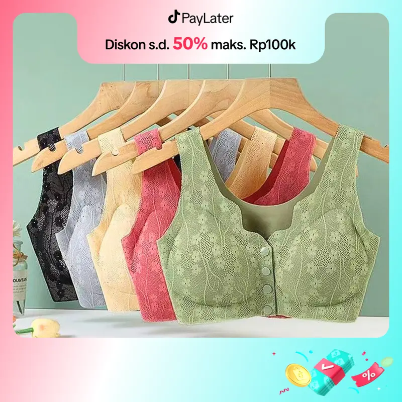 Celyne Bra Wanita Seamless Ringan Bra Tanpa Kawat Motif Renda Anti Gatal Bra Katun Ibu Menyusui Bh Bumil Kancing Depan Busui 1210 0