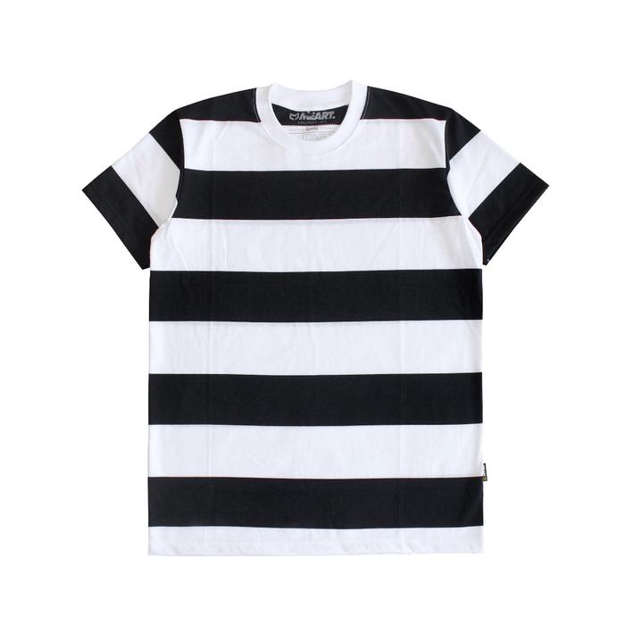 Gambar MEART - T-shirt Salur - Black White Baju Combed kaos Pria Keren Kerja Nyaman - XXL dari Meart Project Kab. Bandung Tokopedia