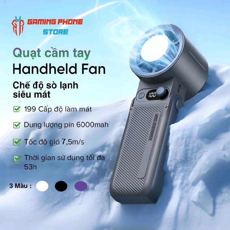 Quạt tích điện cầm tay mini GS A1 PRO (A228) -  chức năng sò lạnh, gió mạnh 7.5m/s, pin 6000mAh, bảo hành 3 tháng 0