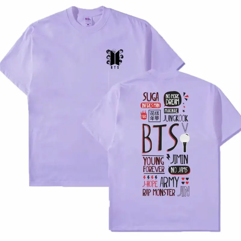 Kaos Bangtan Logo bts belakang sablon member Jungkook Jimin Suga Atasan Wanita & Pria Kaos Katun 0