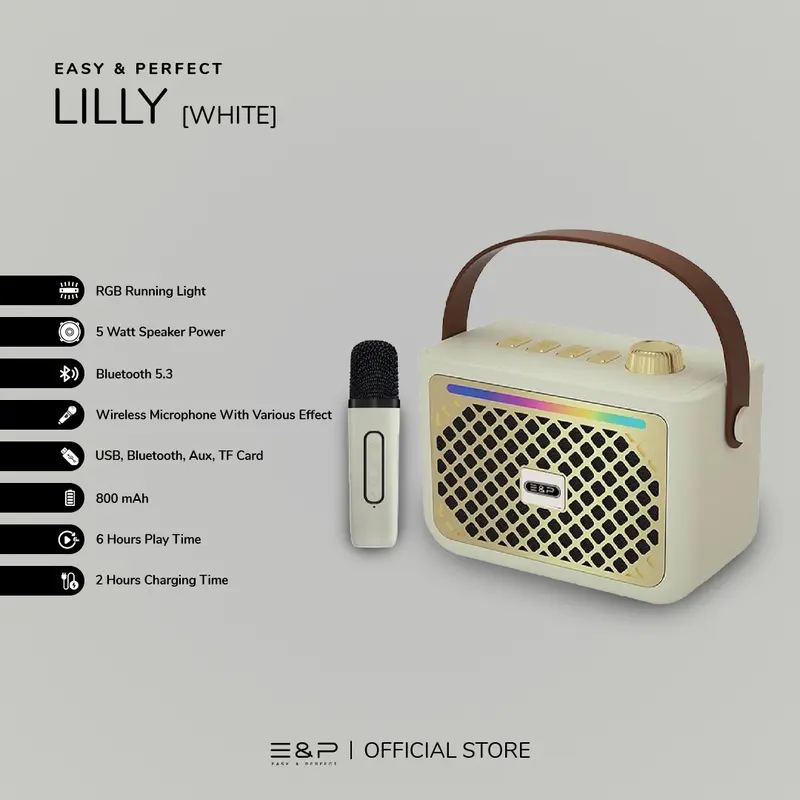 Easy & Perfect LILLY | Bluetooth Speaker Portable with RGB Running Light | Wireless Microphone with Adjustable Effects | 5 Watt Speaker Power with 6 Hours Play Time 3