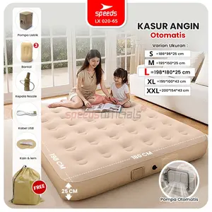 SPEEDS Kasur Angin Tiup 200x154x43cm Camping Rumahan Multifungsi Matras Kasur Pompa Outdoor Inflatable Bed 020-65