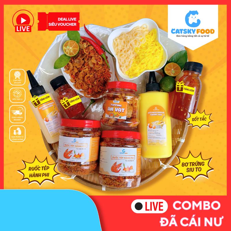 [Deal live] Combo Đã Cái Nư -  Bánh Tráng Phơi Sương - Catsky Food - Bơ Ruốc Tép Khô Hành Phi Hương Vị Đậm Đà, Bơ Trứng  - Tặng bơ Xữa, sốt tắc, sốt ớt rim, Đồ Ăn Vặt Snack Food