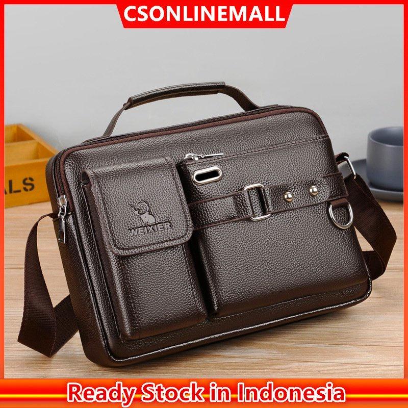 CSONLINEMALL New Tas Selempang Pria Kulit Sling Bag Messenger Briefcase 0