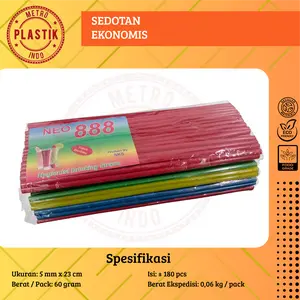 Sedotan Ekonomis 5mm Isi 5 Pack / Sedotan Stabilo Warna Warni / Sedotan Murah / Sedotan Es Teh Isi 5 Pack Buah Biru Gelas Hijau Merah Plastik