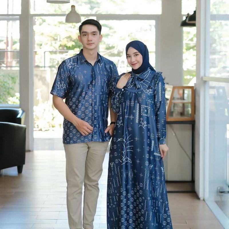 Baju Couple Sarimbit Keluarga Silk Premium Baju Muslim Couple Gamis Koko Ayah Ibu Anak Terbaru Family Set Baju Lebaran 2025 Couple Kondangan Keluarga Modern Kekinian 4