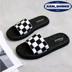 Promo Sandal Santai Stylish Slop wanita Motif Catur