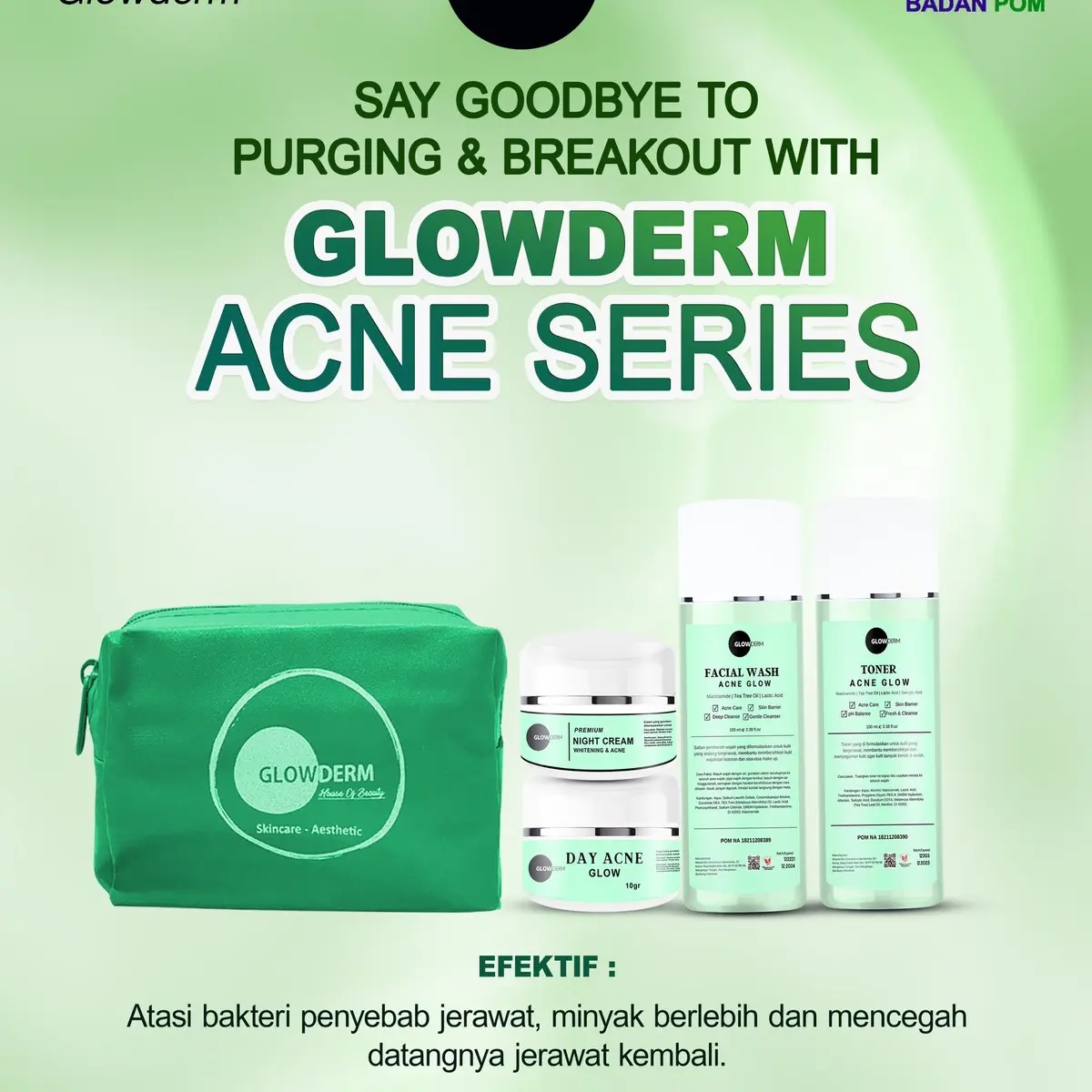 ACNE SERIES GLOWDERM (untuk wajah sensitif berjerawat)
