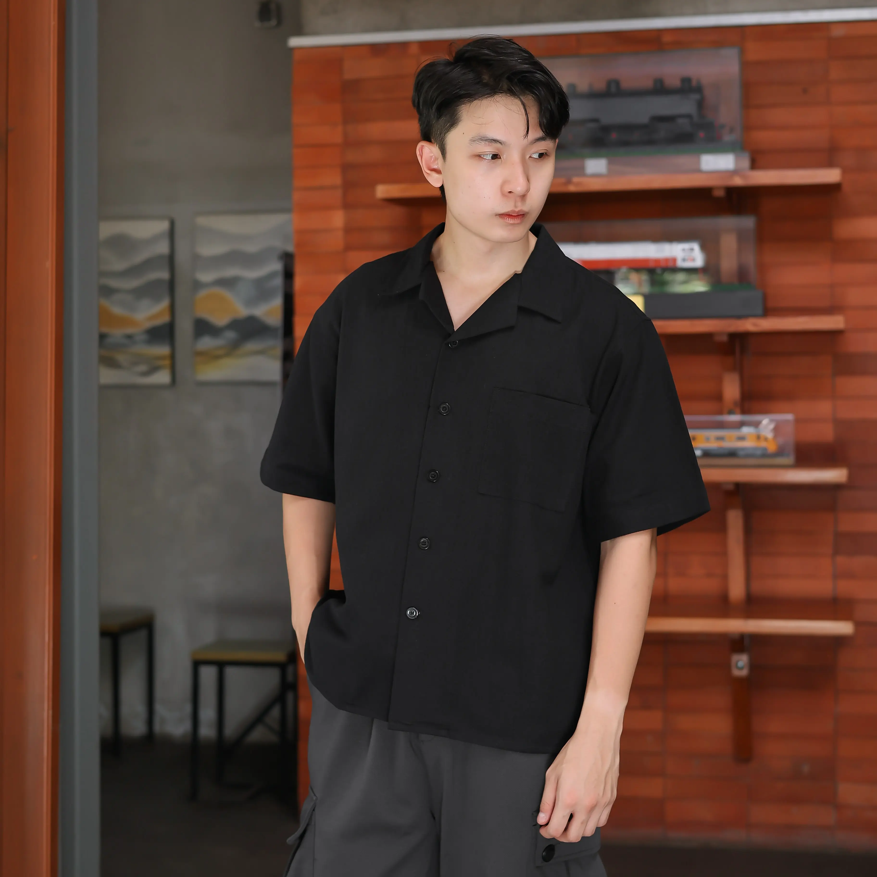Harven - Day to Day Boxy Oversized Linen Shirt | Kemeja Pria Lengan Pendek