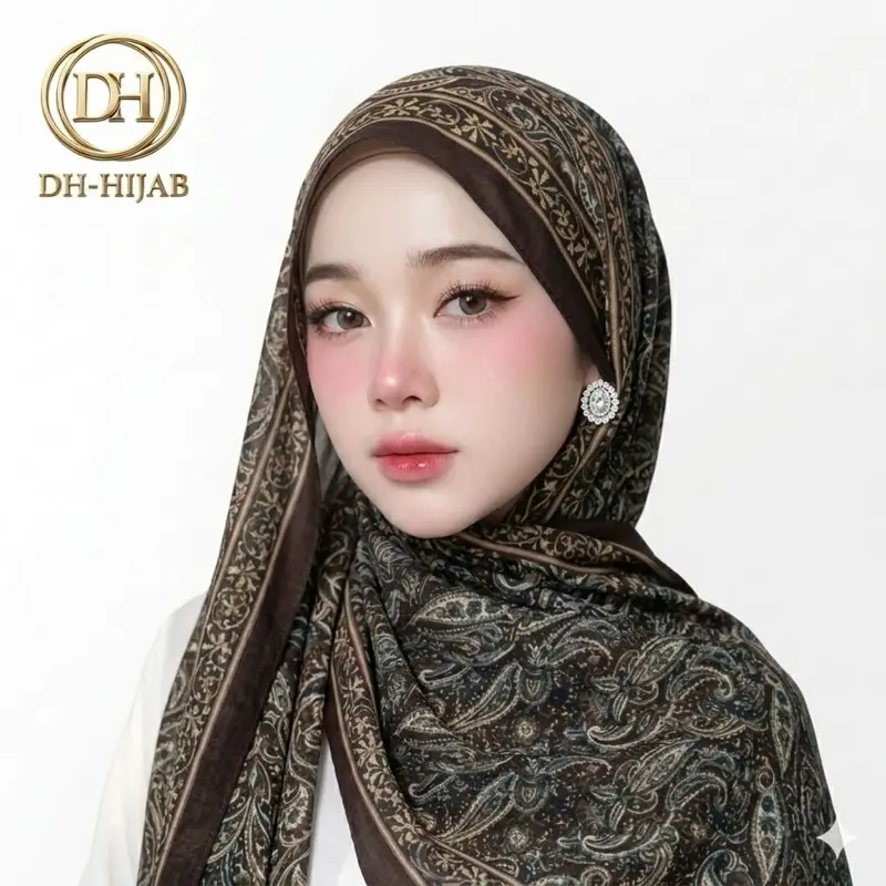 001 - 200 pashmina motif printing/syal pasmina bhn Ceruty babydoll   uk 180x75 cm Elegan & Nyaman untuk Gaya Harian atau Acara Khusus
