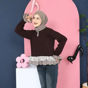 Mybamus x Listy Septia Nira Blouse Knit Girly Bahan Knit & Cotton Square All Size Stretchable untuk Hangout