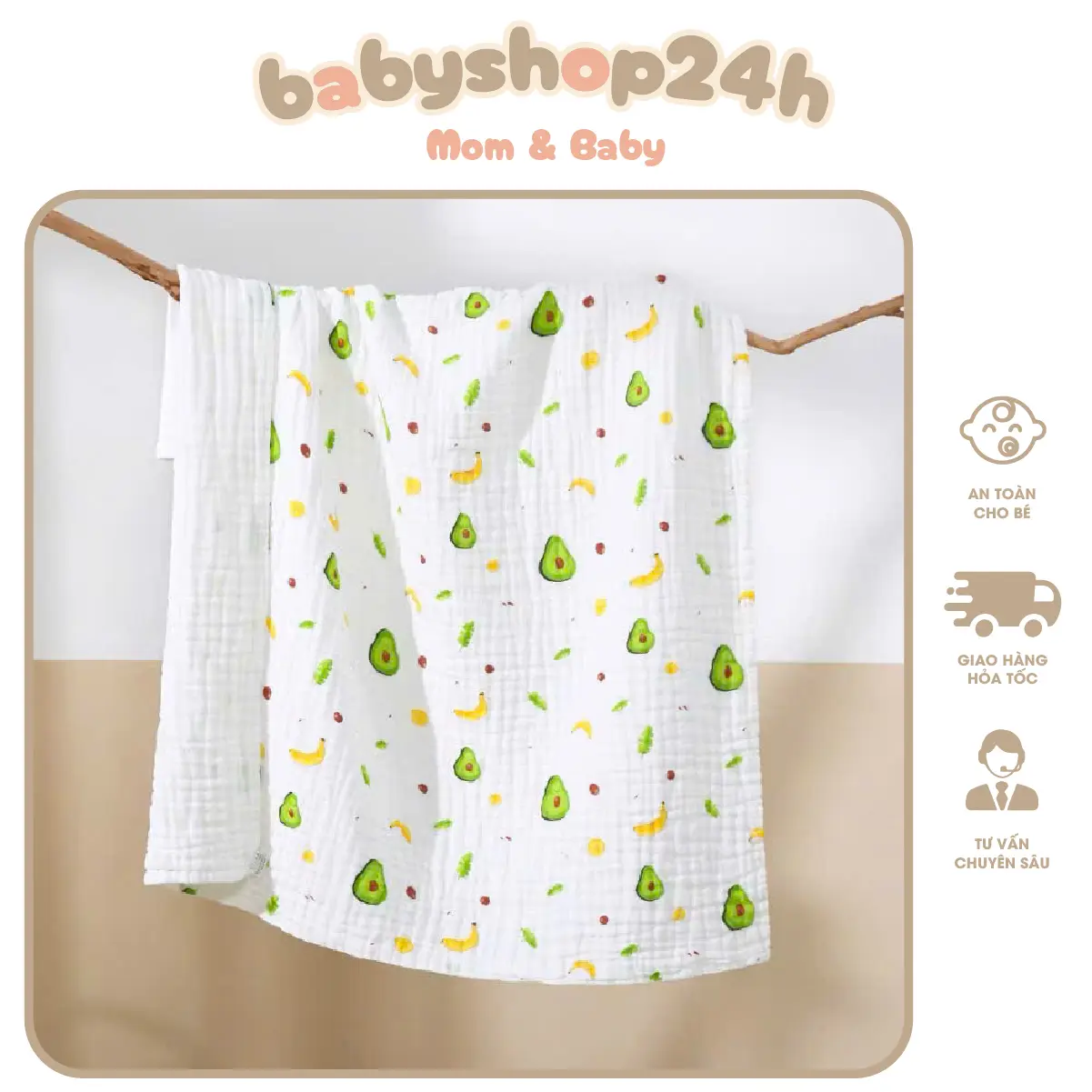 ( Được Chọn Mẫu )  Khăn Tắm 6 Lớp Xô Nhăn - Chất Liệu Xô Mềm Mại Thấm Hút Tốt Dành Cho Bé Size 105X105 cm Voi