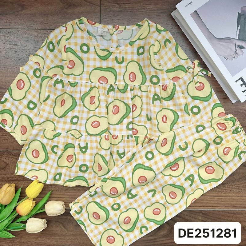  DE251281 Bộ tole dài Mẹ và Bé 10kg-68kg babydoll tay dài quần dài với chất liệu tole lanh loại 1 mềm mát. MinMin Baby 