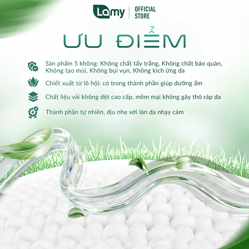 [LAMYAD] Khăn ướt LAMY - Thùng 10 gói x 100 tờ không cồn không mùi  không parabens an toàn cho bé 5