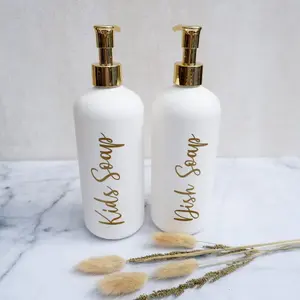 Botol Sabun Cair Pump Putih Doff Gold Aesthetic 500ml Luxury Estetik Free Label - White Gold Collection Plastik Plastik