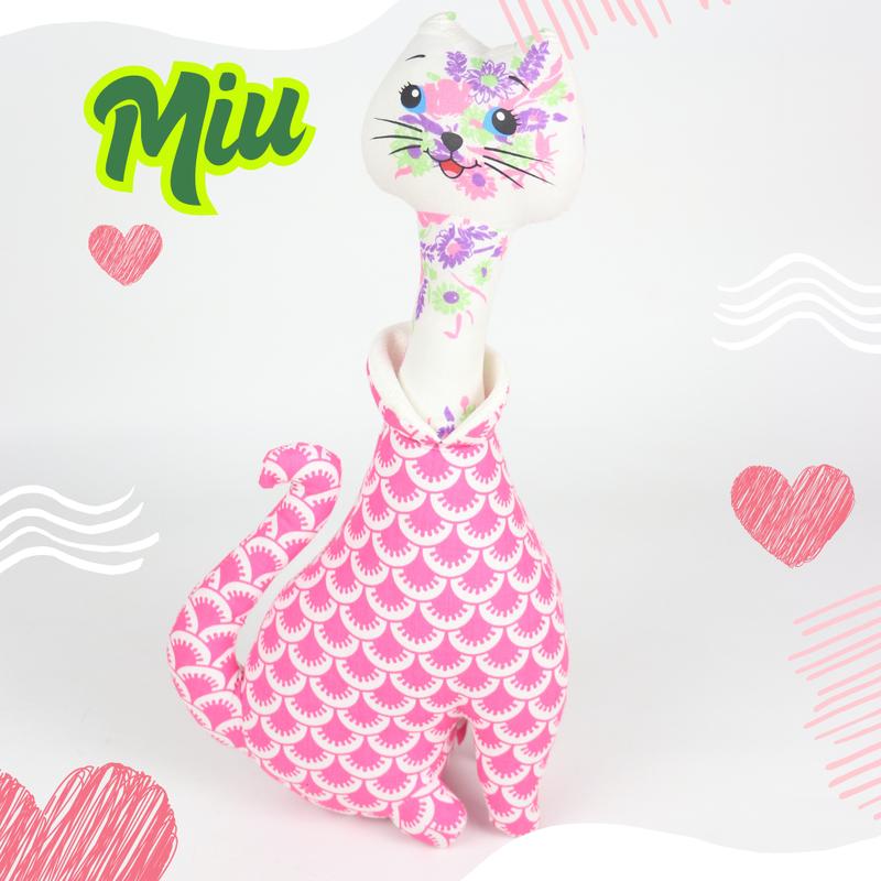 Đồ Chơi Cho Bé Thú Nhồi Bông Hình Con Mèo Cao Cổ Vải Hoa Bông Gòn Cao Cấp THU57 Trúc Lâm Handmade 6