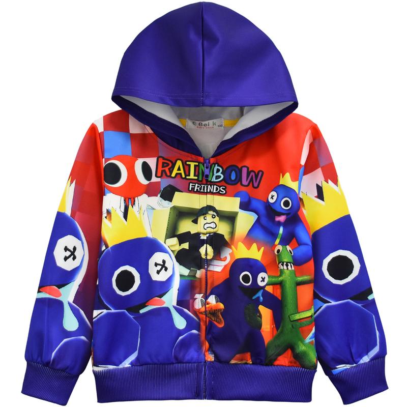 Boys Rainbow Friends Jacket Cartoon Hooded Spring Autumn Casual Clothes 1