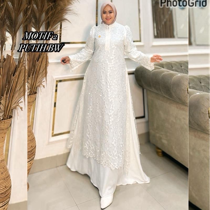 Queenasyari - Jasmine Dress (Hanya Gamis) Jumbo  Bahan Soft Twill Marbella mix Brukat Gamis Wanita Muslim  Lembut Maxi Panjang Mewah Pesta Kondangan Lebaran Trend 2026  Nyaman