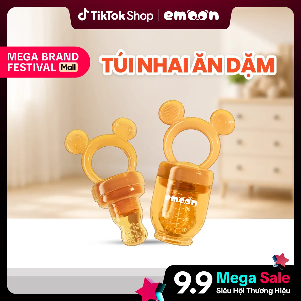 [LIVE] Túi nhai ăn dặm silicone Emoon cho bé từ 4 tháng tuổi giúp bé tập nhai an toàn, ngăn ngừa hóc nghẹn