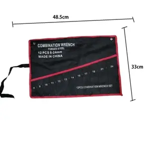 Tas penyimpanan Kunci ring Pas / Ring 12 Saku model gulung bahan Kanvas