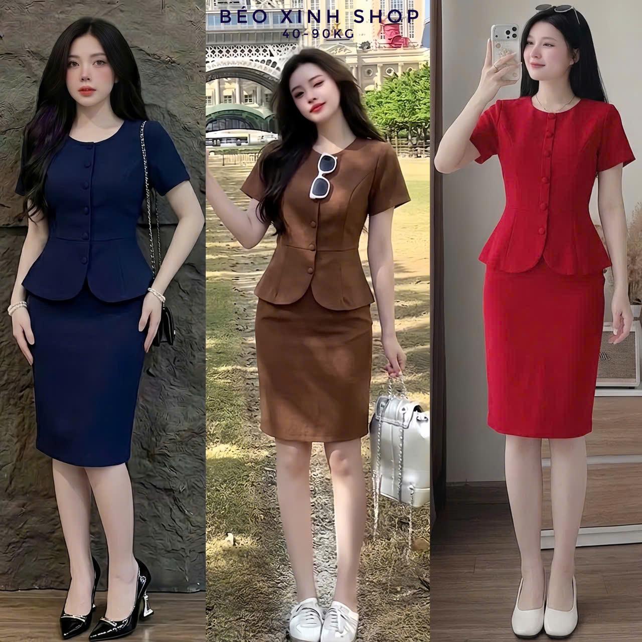 Set Thiết kế Giả Váy Quý Phái (Vải Tuyết Mưa) Cao Cấp Thanh Lịch, Che Dáng Đẹp  Bigsize 40–90kg Béo Xinh Shop - A.1592