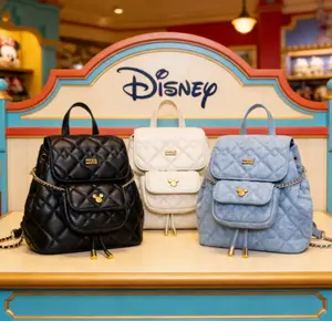 Disney Mickey Mouse Ransel Quilted Fashion Wanita - Tali Rantai Premium