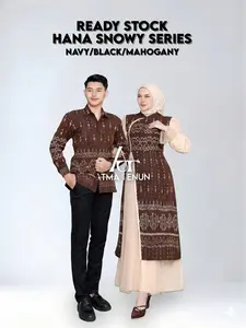 Hana Snowy Mahogany - Couple Baju Tenun Hana Snowy Set Dress & Kemeja Panjang Pria Set Couple Kondangan Terbaru Baju Couple Pasangan & Keluarga Muslim