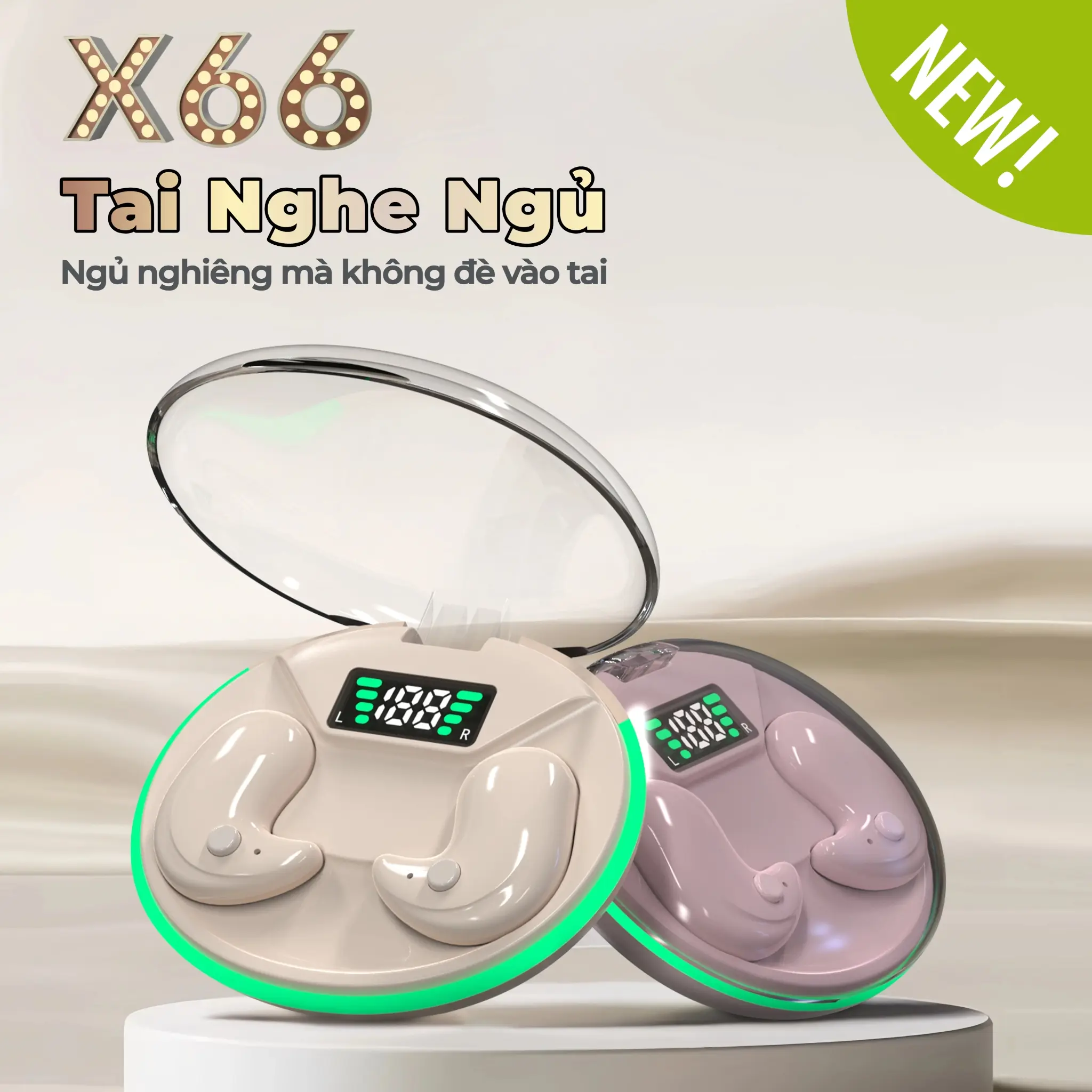 KY X66 Mới Nhất Tai Nhe Ngủ [2 Quà tặng] 1 Nhãn dán hoạt hình+1 Bao tay chơi game, Âm thanh nổi mức HiFi, Thiết kế chói sáng trong suốt, Chống nước IPX5, Giảm tiếng ồn ANC, Màn hình kỹ thuật số thông minh