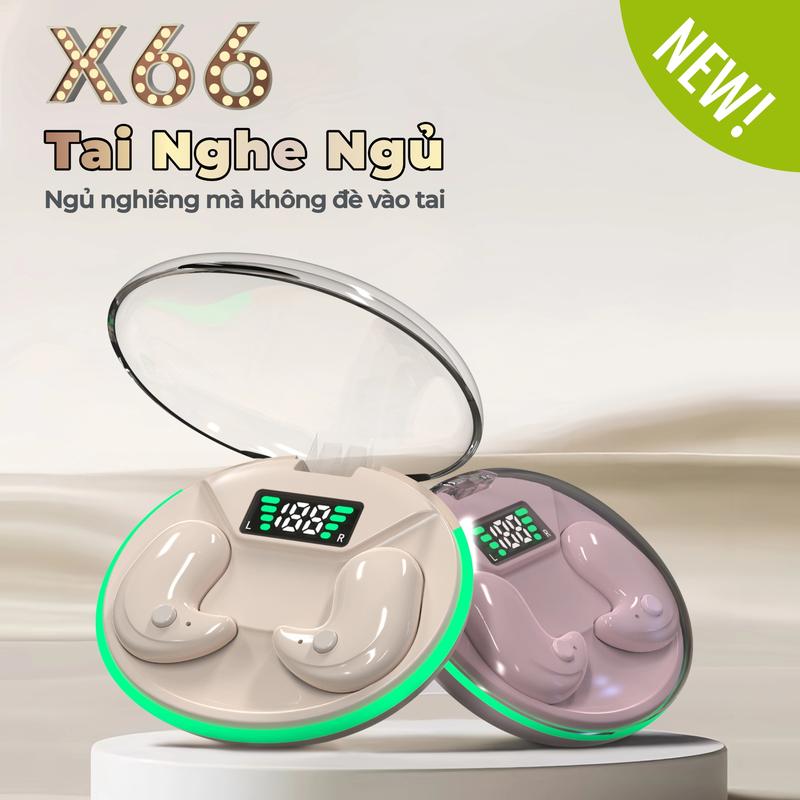 KY X66 Mới Nhất Tai Nhe Ngủ [2 Quà tặng] 1 Nhãn dán hoạt hình+1 Bao tay chơi game, Âm thanh nổi mức HiFi, Thiết kế chói sáng trong suốt, Chống nước IPX5, Giảm tiếng ồn ANC, Màn Hình Kỹ Thuật Số Thông Minh