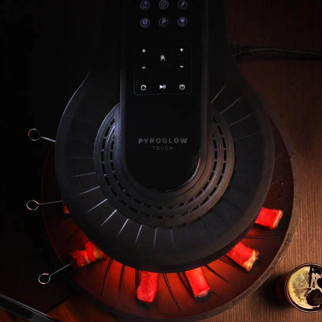 KITH PyroGlow Touch Electric Smokeless Grill (SBG-TC-BG2) | 99.9% Smoke-Free Technology | Patented 360° Auto-Rotate Grill Pan