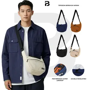 slingbag corduroy tas selempang pria dan wanita colorfull halfmoon bag V2
