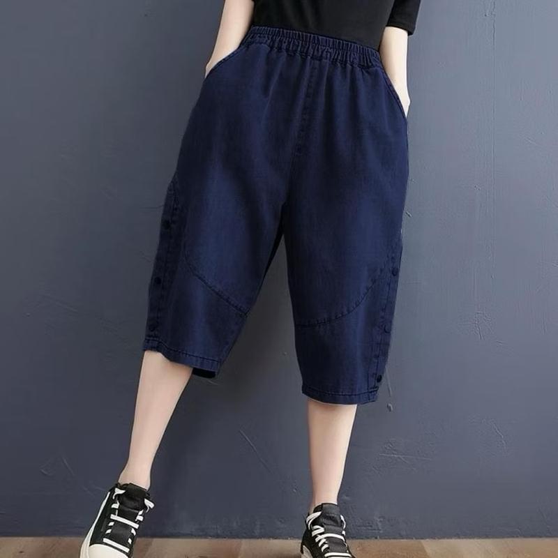 Quần Bò Jeans Ngố Baggy Nữ Cạp Chun Lưng Cao, Chất Bò Mềm Mịn Dễ Mix Đồ 2