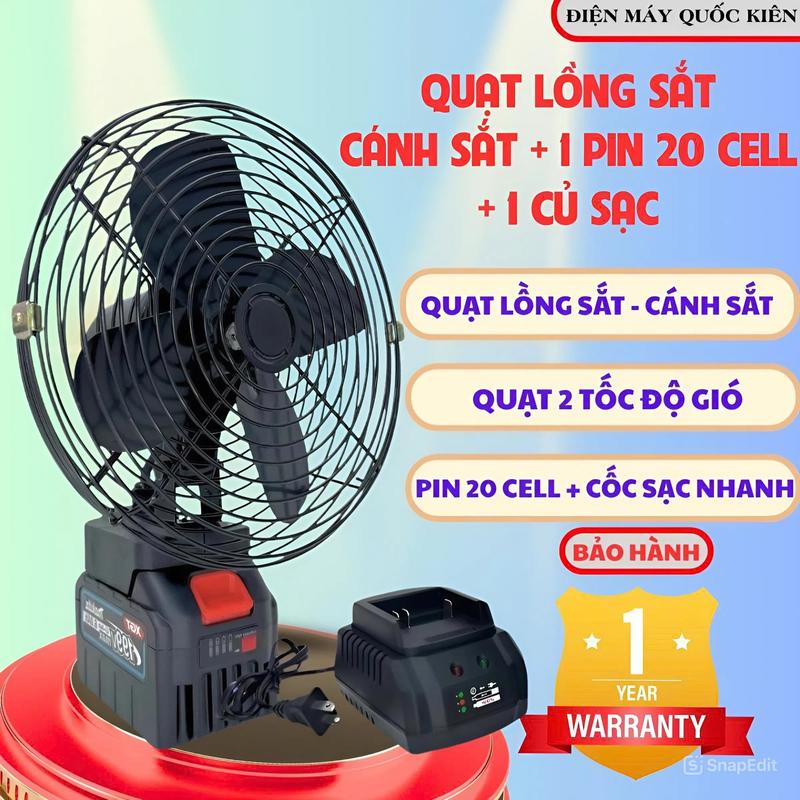 [ ĐỘC QUYỀN LIVE - QUẠT LỒNG SẮT - CÁNH SẮT - KHÔNG XOAY - PIN 20 CELL ] Quạt Tích Điện Lồng Sắt Cánh Sắt PIN 20 CELL Sử Dụng Liên Tục 10 Đến 12 Tiếng, Động Cơ Lõi Đồng Không Chổi Than, Quạt Mạnh Gió Lớn, Bảo Hành 1 Năm Lỗi 1 Đổi 1