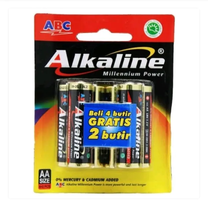 Baterai Battery Batere ABC Alkaline 4+2 / A2 Jam / LR6 4+2 isi 6