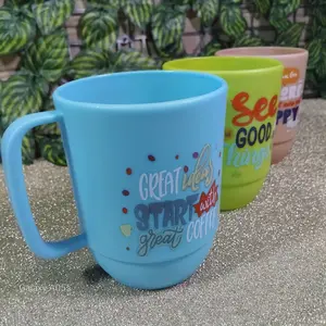 Promo 6 Pcs Gelas Cangkir Mug Kopi The Coffee Cup Gagang Plastik 350 ml Warna-Warni Tebal Anti Panas