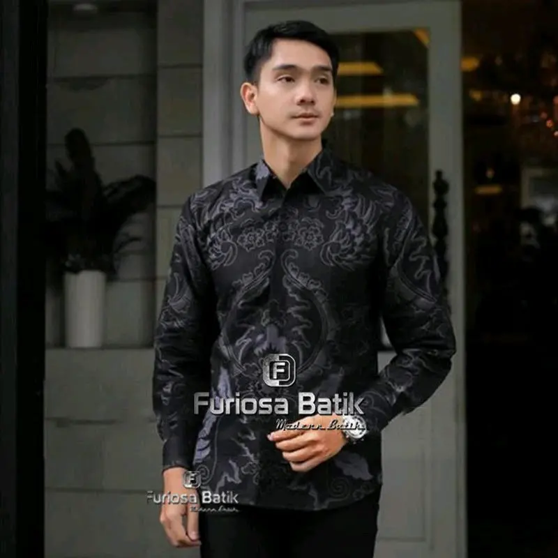 KEMEJA PRIA BATIK  MOTIF AYAM KANCING DIBAWAH 7