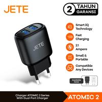Gambar JETE Charger Dual USB Output 2.1A Atomic 2 - Garansi Resmi 2 Tahun - Black, Kabel Type C dari Doran Gadget Official Kab. Sidoarjo 1 Tokopedia