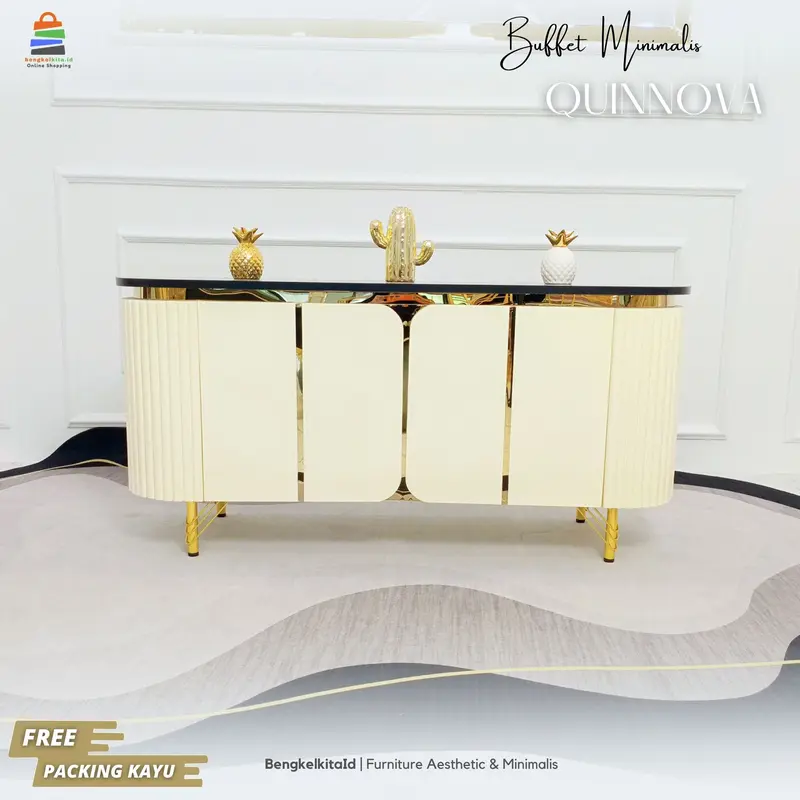 Quinnova Meja TV Minimalis Modern Rak TV Lemari TV Bufet TV Minimalis Buffet Oval Credenza Aesthetic 0