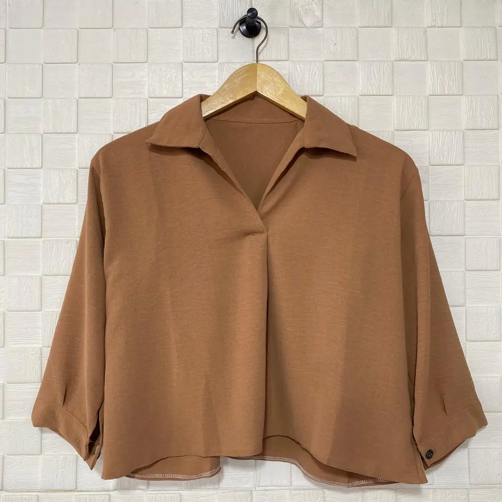 Atasan Casual wanita/blouse lengan 7/8 wanita/atasan wanita terbaru kekinian/pakaian wanita/baju wanita/kemeja polos wanita/atasan basic//kemeja salur