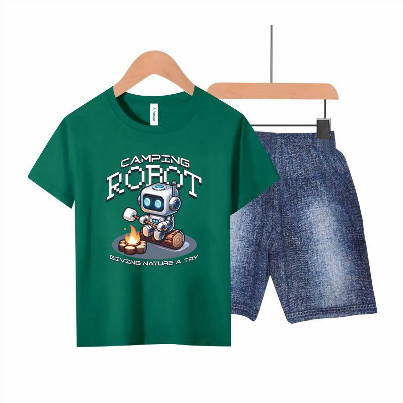 Product Introduction of Setelan Anak-Anak Unisex Semi Jeans/Robot Digital Sablon Fashion Baju Celana 11