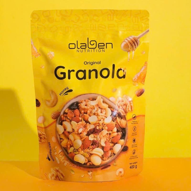 Granola siêu dinh dưỡng vị truyền thống - Ngũ cốc dinh dưỡng OLABEN NUTRITION 400gram Hạt Ngũ Cốc Mật Ong Food Thức Ăn có hữu cơ ngũ cốc ăn sáng ngũ cốc & yến mạch ngũ cốc socola ngũ cốc ngu co kieng