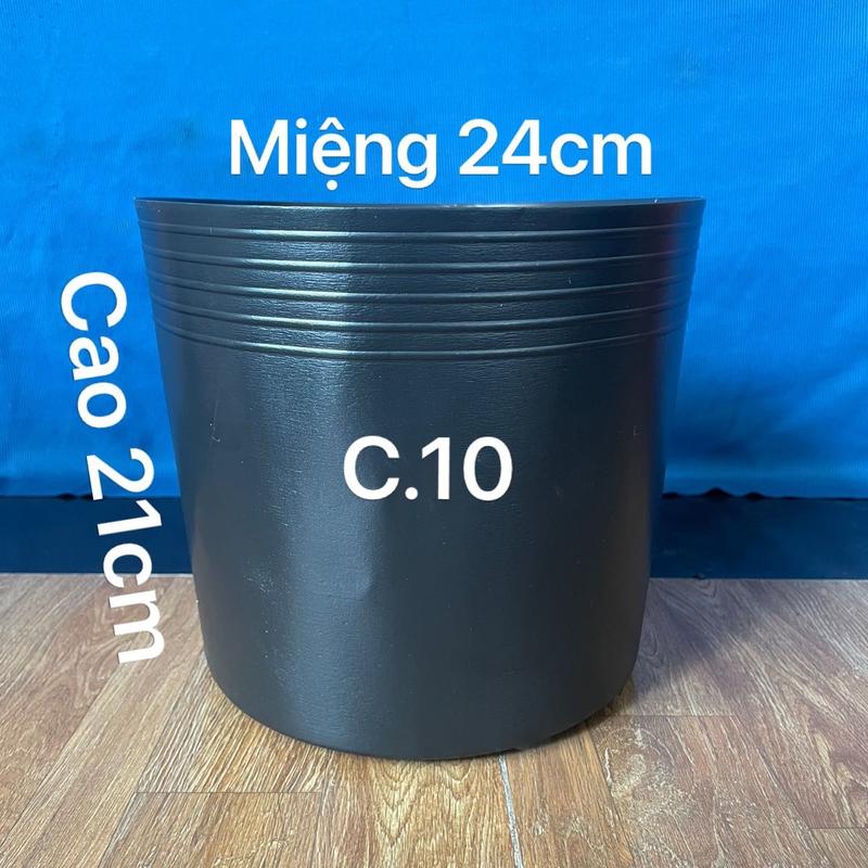    10 - 50 Cái   Chậu Nhựa Trồng Cây C10 Màu Đen Mềm Dày Dặn 24x21cm 