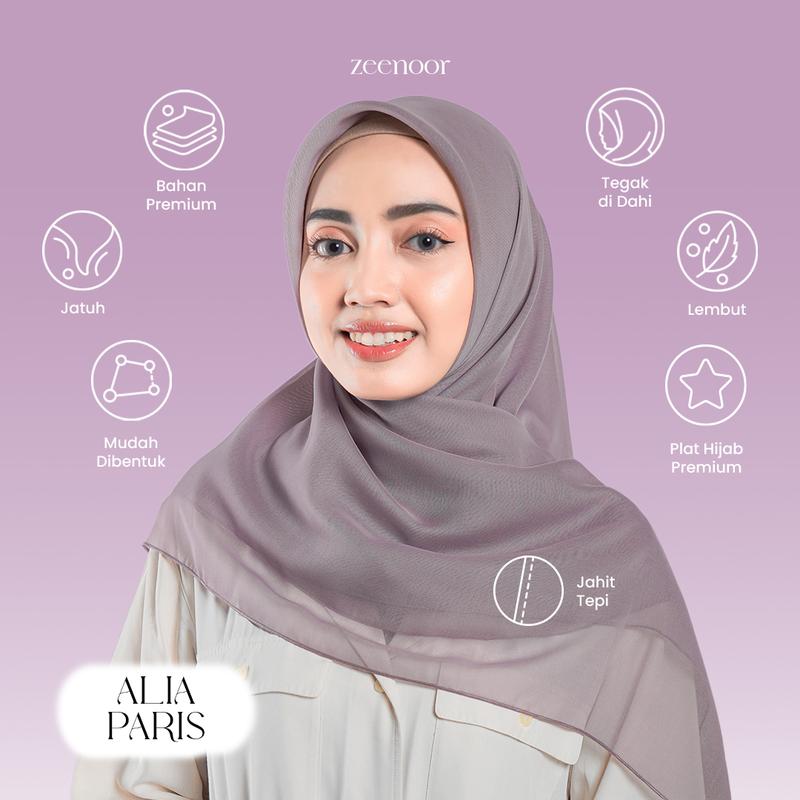 Zeenoor Paris Japan Premium Hijab - Kerudung Segi Empat Muted Rainbow Color by Cacil 3