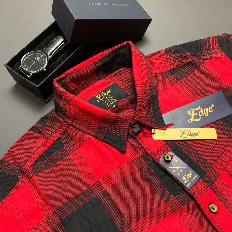 Kemeja Flanel Semi Woll Premium Lengan Panjang Model Kekikinian Oversize Hitam Motif Terlaris Unisex Pria 2