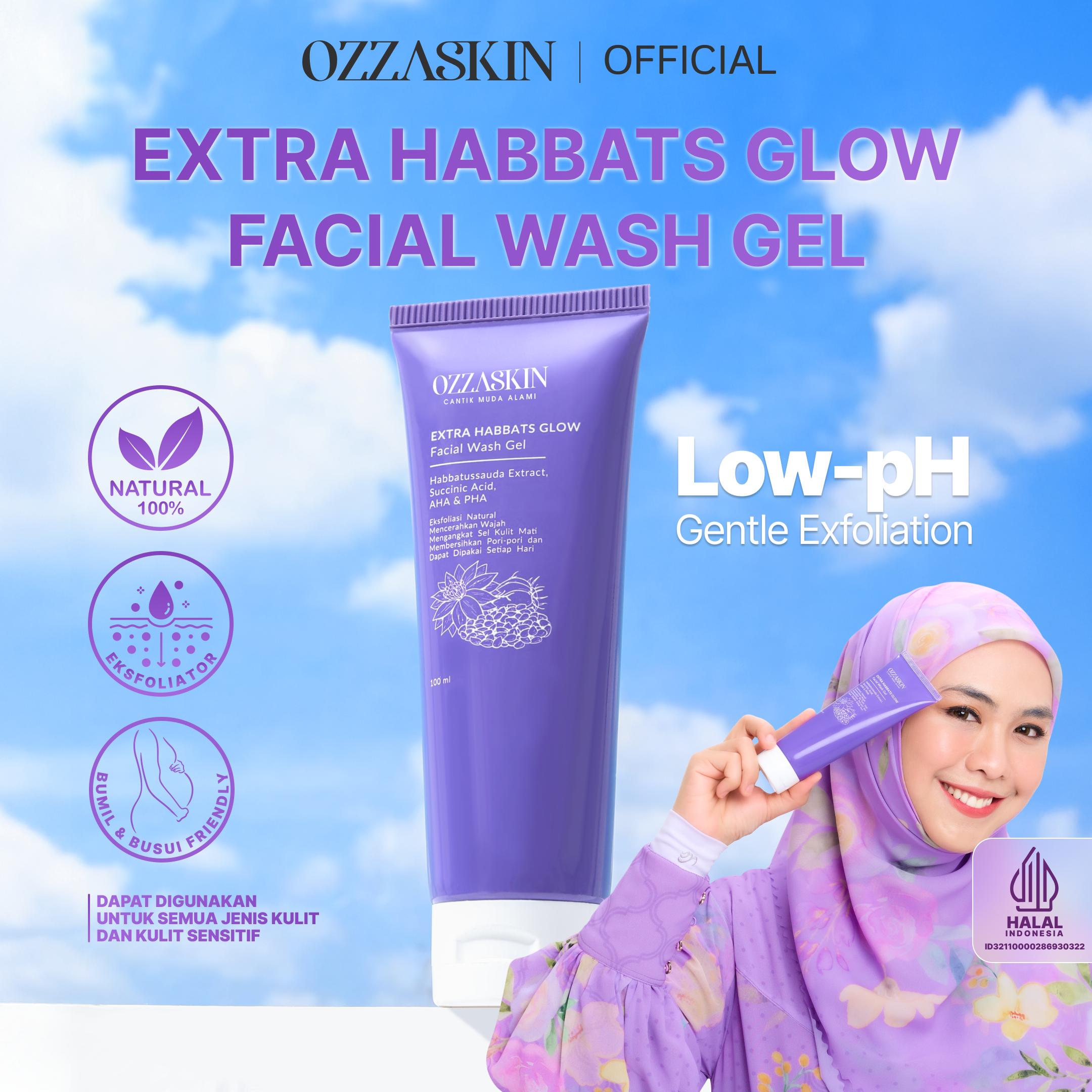 [BEST SELLER] Pengiriman Cepat Ozzaskin Extra Habbats Glow Facial Wash Gel Skincare By Oki Setiana Dewi Sabun Pencerah Membantu Mengangkat Sel-Sel Kulit Mati, debu dan Kotoran Mencegah Flek Hitam Sabun Wajah Glowing Mencerahkan Muka