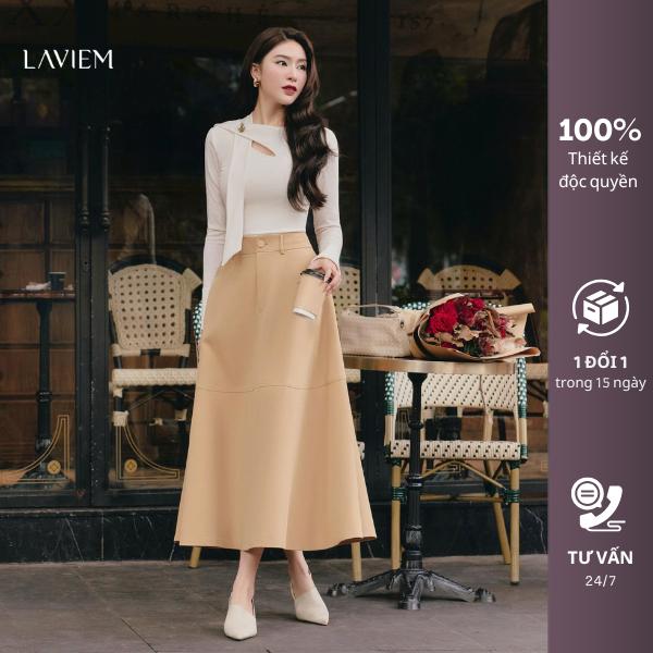 LAVIEM- Muse Top & Muse Skirt - Áo len tay dài cut out cổ phối cùng chân váy chữ A xòe Set rời